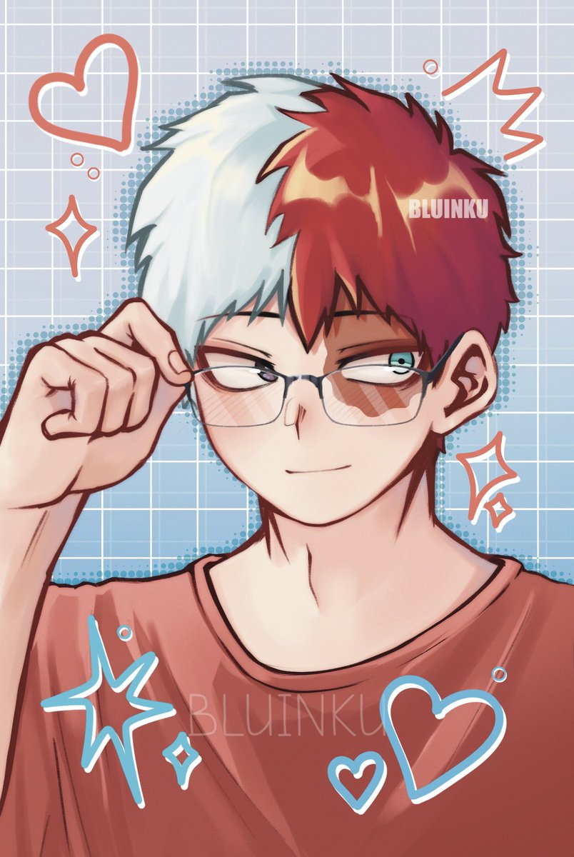 Bluinku23's tweet photo. Todoroki’s turn to wear glasses :P #mha #bnha #todoroki #shoto https://t.co/wr5Nu3dRkr
