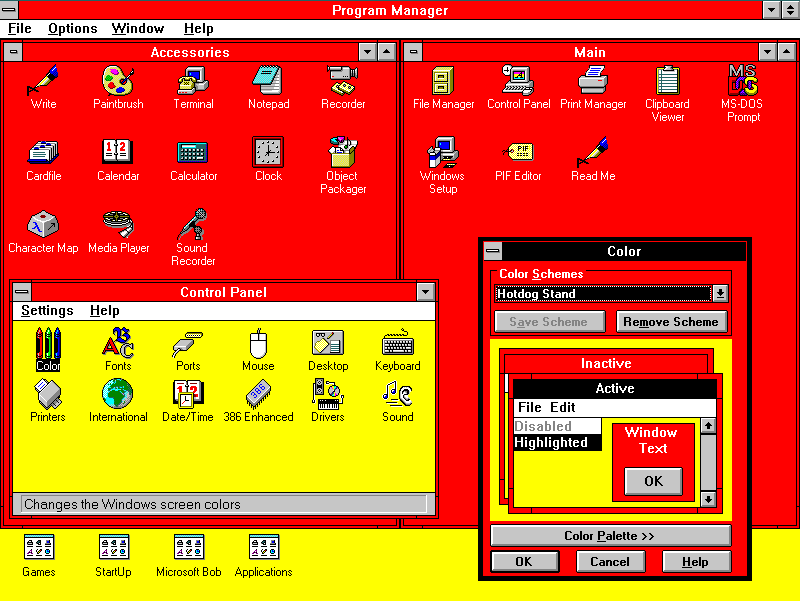 MegaKnightX's tweet photo. @petaldairies The Windows 3.1 Hotdog Stand theme. https://t.co/0SitQkOjso