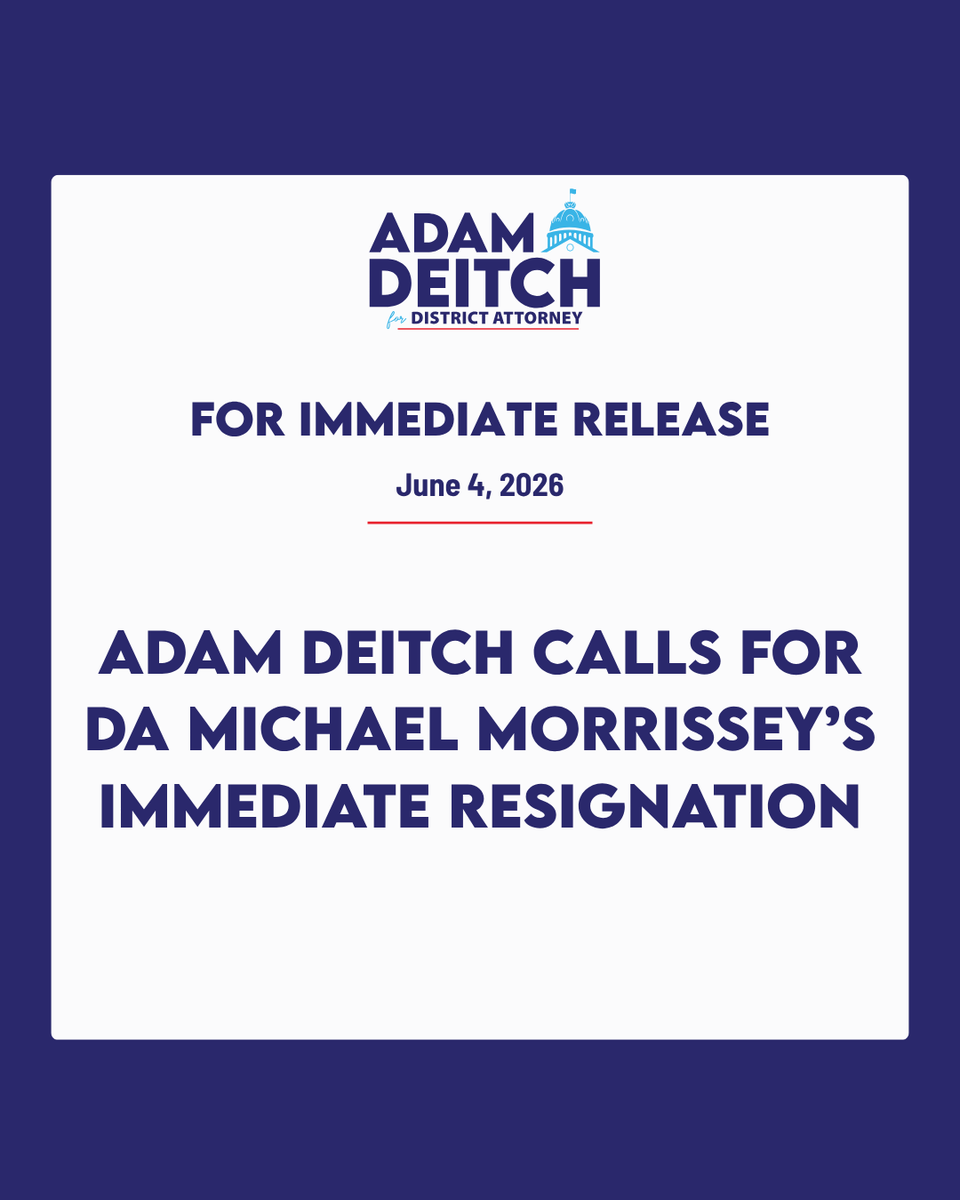 adamdeitch's tweet photo. In light of today’s horrifying text message revelations, I am calling for Norfolk County District Attorney Michael Morrisey to resign effective immediately. Racism, bigotry, misogyny, and antisemitism have absolutely no place in the Massachusetts State Police and the Norfolk County District Attorney’s Office. They are appalling and shocking and, under my leadership, will never be tolerated.

Read the full statement at https://t.co/NwjLFk4tlx