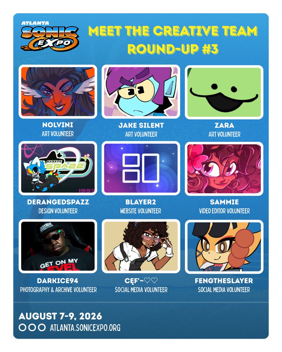 SonicEXPOatl's tweet photo. Meet the creative team behind Sonic EXPO: Atlanta 2026! 🎨

We've had the pleasure of working with so many incredible individuals this year, and we're excited to share this roundup!

A huge thank you to this talented crew! 💖 https://t.co/kHyXDtQpNs