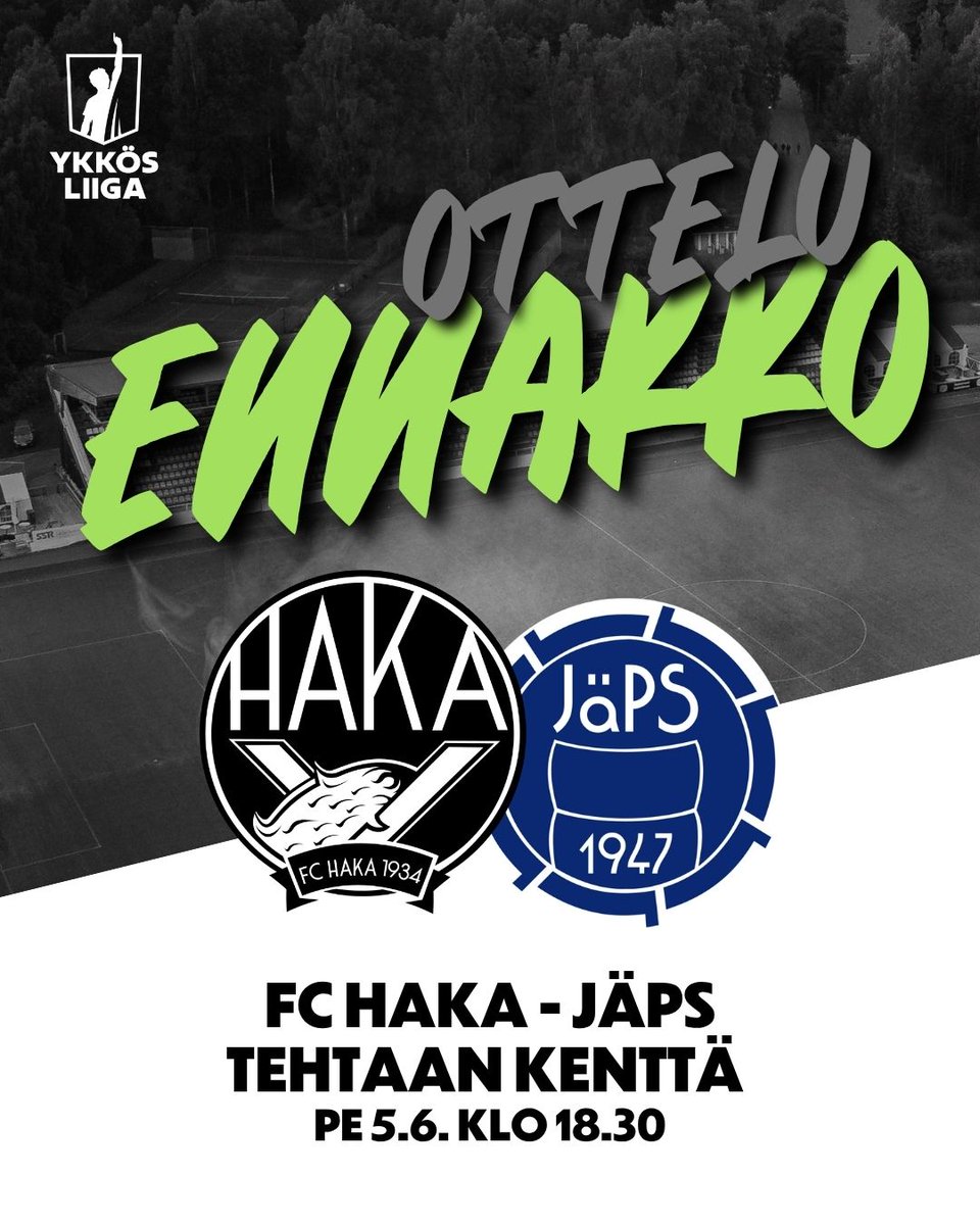 FCHakaOfficial's tweet photo. Vanhat Haka-pelaajat saapuvat todistamaan, kun FC Haka kohtaa Järvenpään Palloseuran perjantaina Tehtiksellä 🖤🤍

Lue lähtökohdat otteluun:
https://t.co/8JfiHNtKwh

#fchaka #ykkösliiga https://t.co/i4CjITJDYE