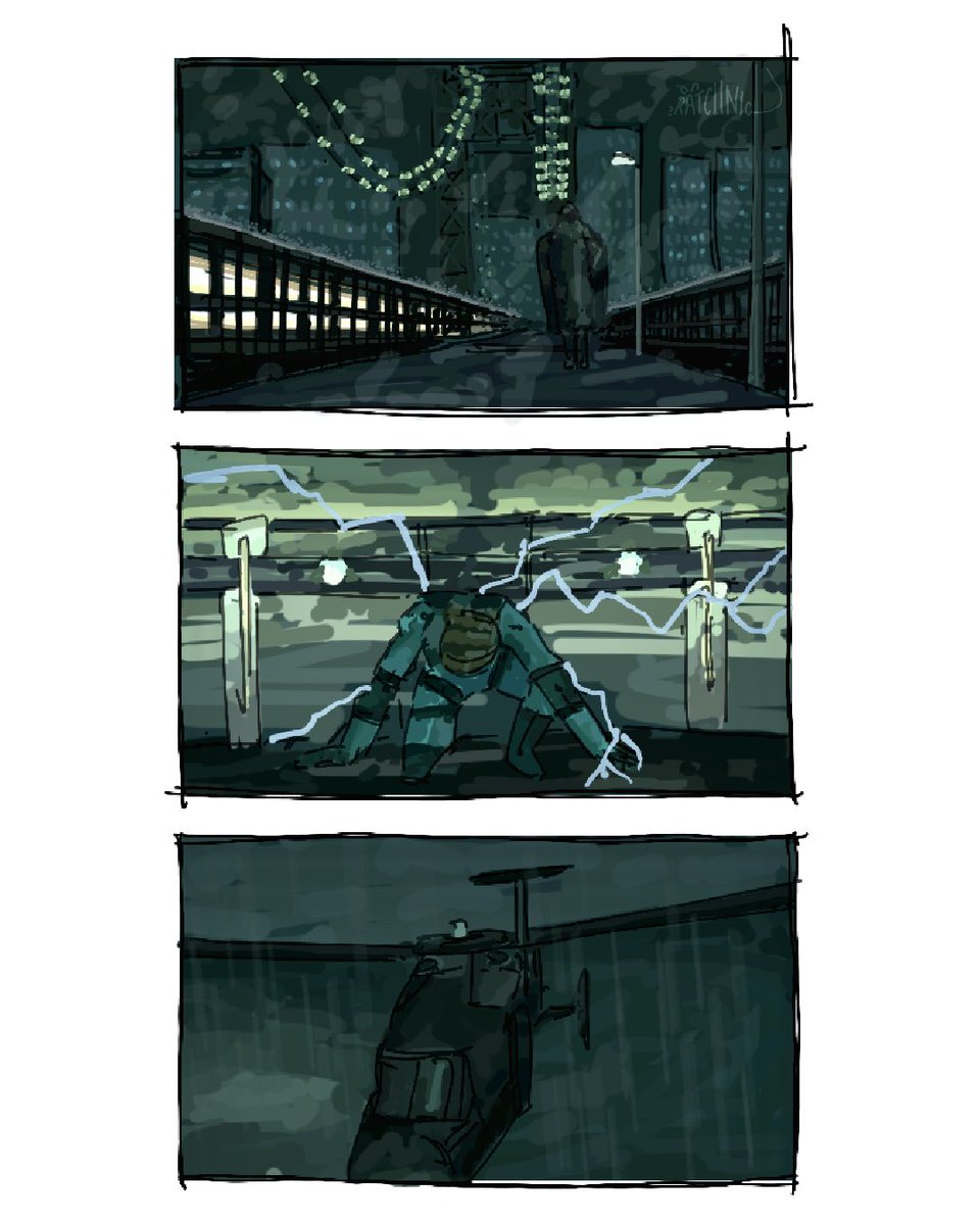 RatClinic_'s tweet photo. 3 frame studies from one of my favorite game intros

#mgs2 #metalgearsolid https://t.co/jCoaEw5kor
