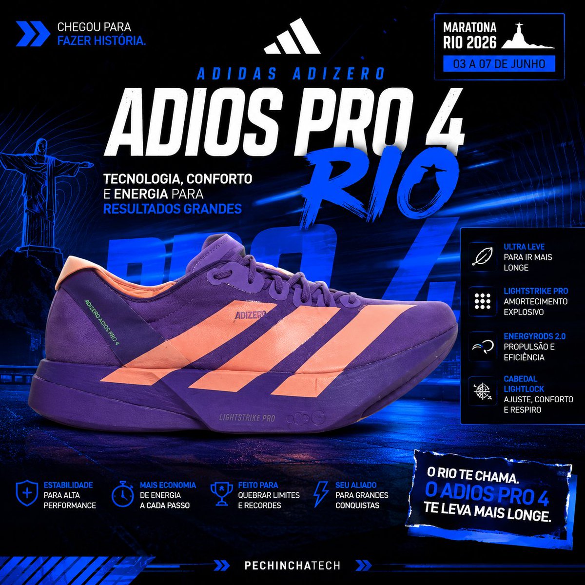 pechinchatech's tweet photo. A 24ª Maratona do Rio já começou com 70 mil inscritos e selo internacional World Athletics. Os melhores não escolhem qualquer tênis. E nem pagam qualquer preço. 🏃#MaratonaRio2026 #CorridaDeRua #Pechinchatech #Runners #TenisCorreida https://t.co/KjzkOtQpkx