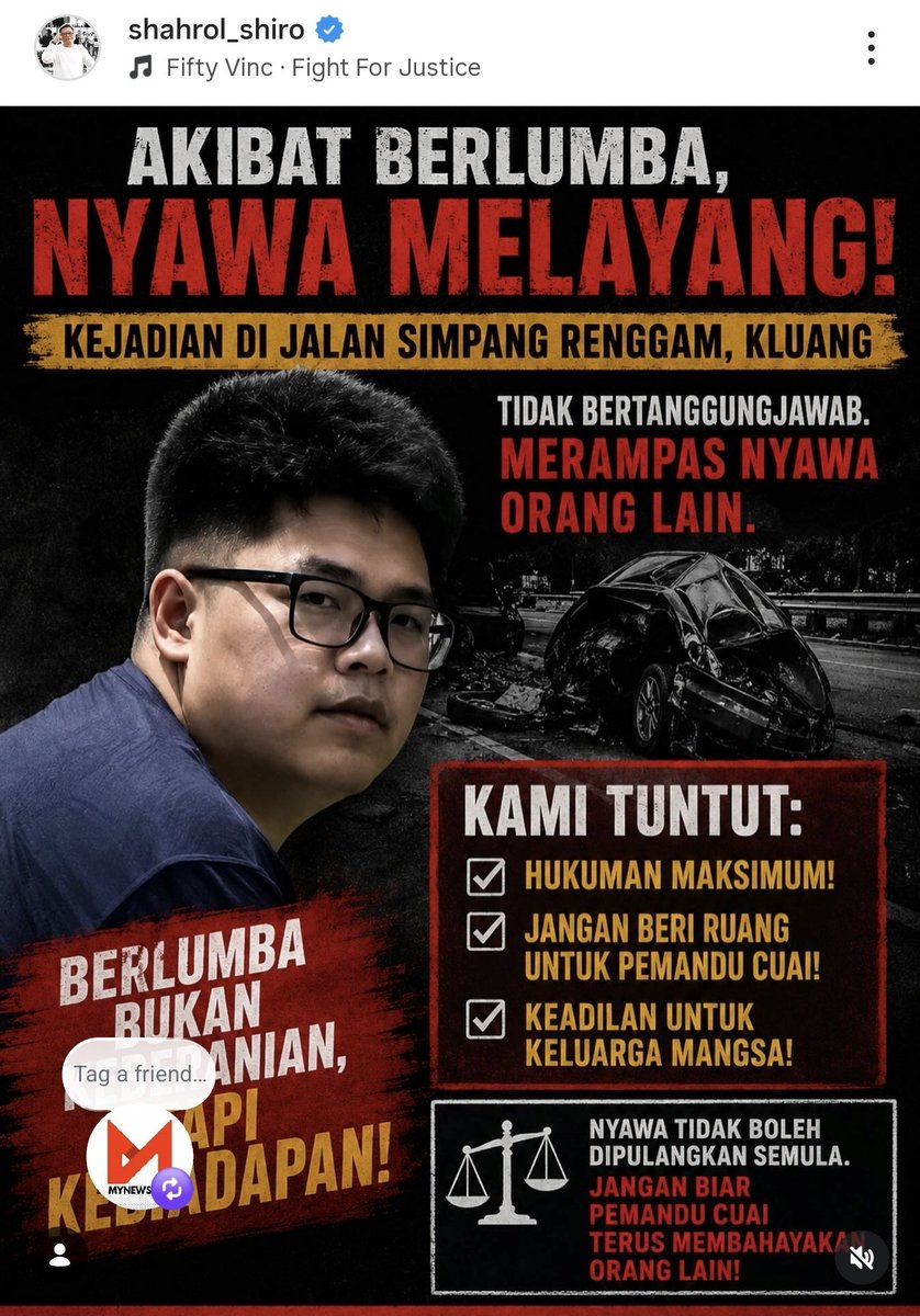 mynewshub's tweet photo. Tanpa mengira kaum....semua orang mahu melihat gemuk ni berakhir di tali gantung....

Sebab dia...4 orang yang tidak bersalah mati...

Abang dia mangsa ke 5 mati takda sape kisah ...malah bergembira sebab dia pun join berlumba....

Dengar kata anak tokey judi...so sebelum ini dia mungkin ingat dia punya appa banyak kuat dan banyak duit...dia boleh buat apa sahaja yang dia suka....

Nasihat kepada pihak-pihak berkenaan...jangan nak buat apa-apa yang pelik yea.... contoh buang kes sebab kesilapan teknikal ke apa...mata puluhan juta rakyat seluruh negara bertumpu kepada kes ini....buat la benda pelik nak lepaskan mamat ni...tengok macam mana reaksi orang ramai nanti....
