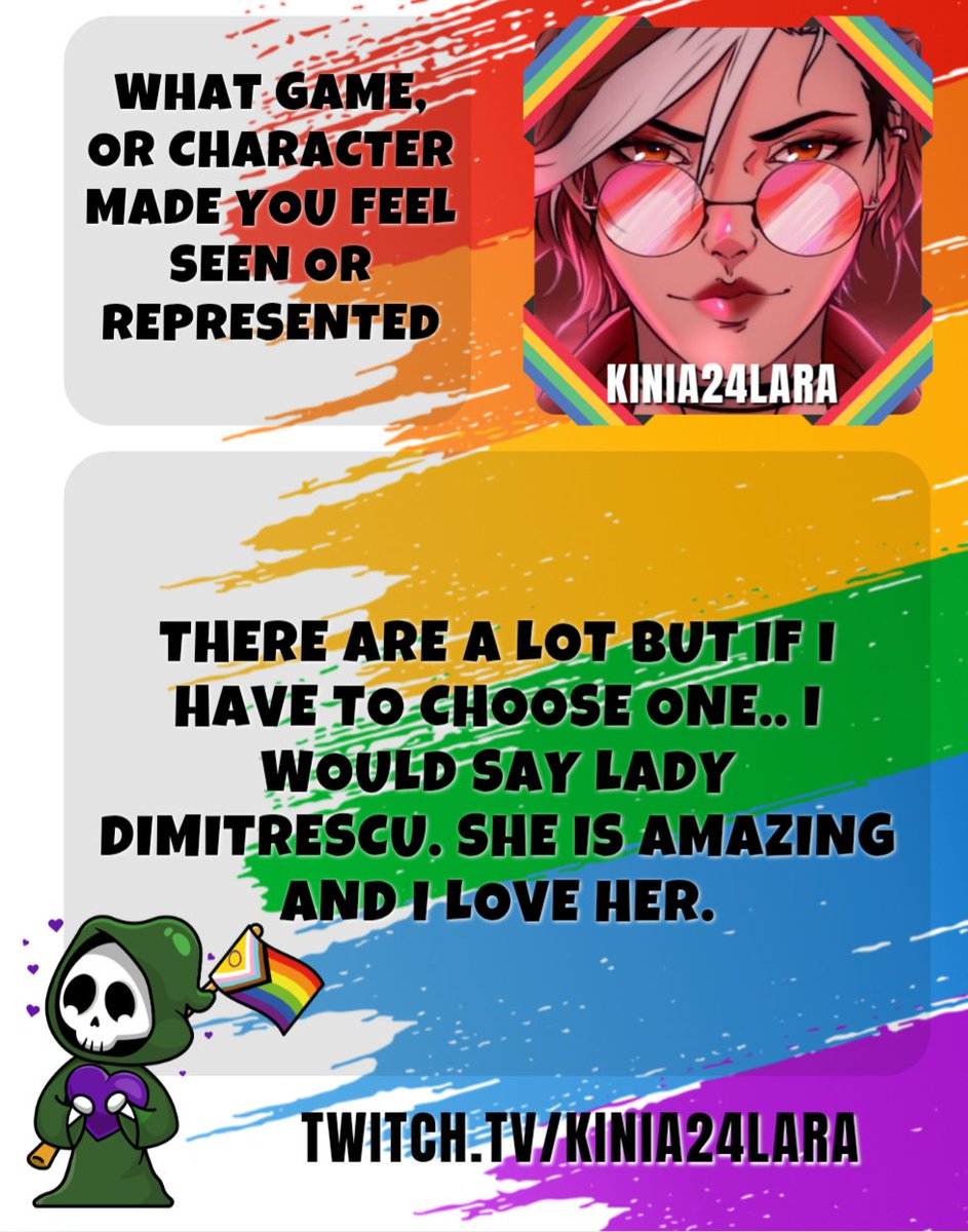 TheCryptTeam's tweet photo. Lady D is a character that Kinia loves, do you have one that makes you feel seen or represented? 

Remember to support Kinia and follow along on Twitch https://t.co/jzuv5hhKkb