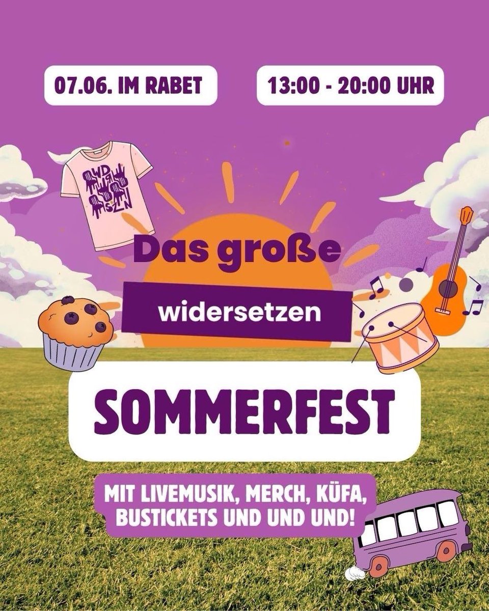OmasGgRechtsLE's tweet photo. 🌞 Sommerfest von Widersetzen Leipzig 🌞
Freut euch auf Musik, Gesprächstrainings, Infostände von Vereinen &amp; Initiativen, Spiele, Essen &amp; die Möglichkeit, euch über den AfD-Parteitag am 04.07. &amp; die geplanten Proteste zu informieren. 👇 https://t.co/ri22Vt3DFm