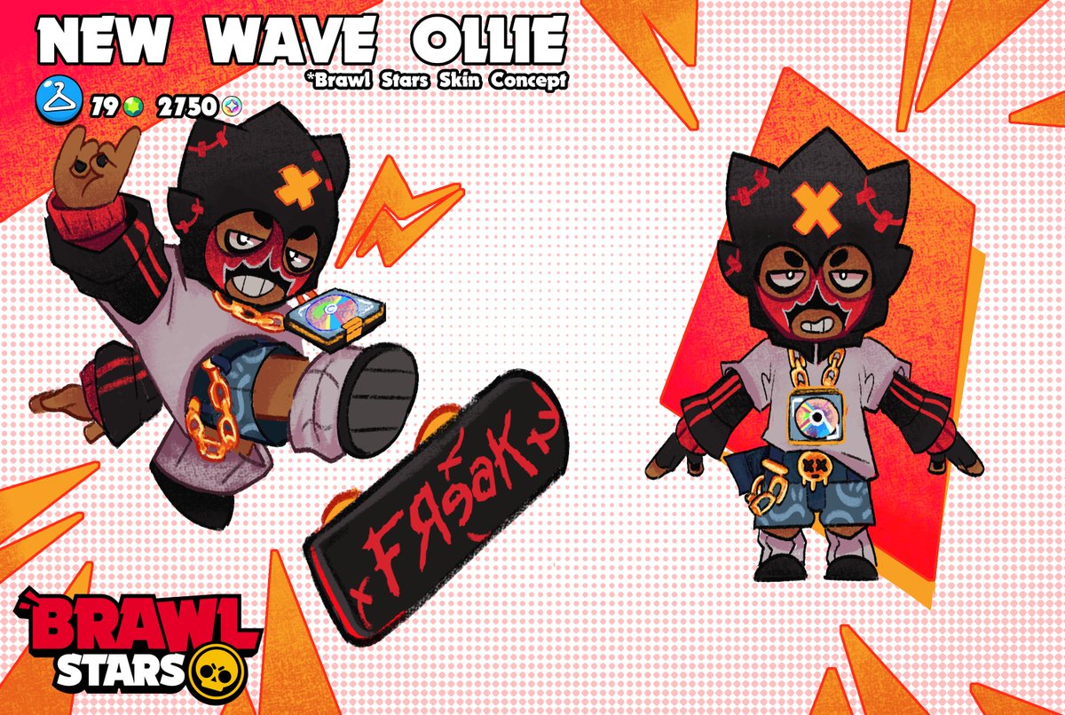 rapstarrrs's tweet photo. NU METAL OLLIE

my first ever skin concept i did just for a bit of fun! #brawlstars #brawlstarsfanart https://t.co/mAY5JifWYS