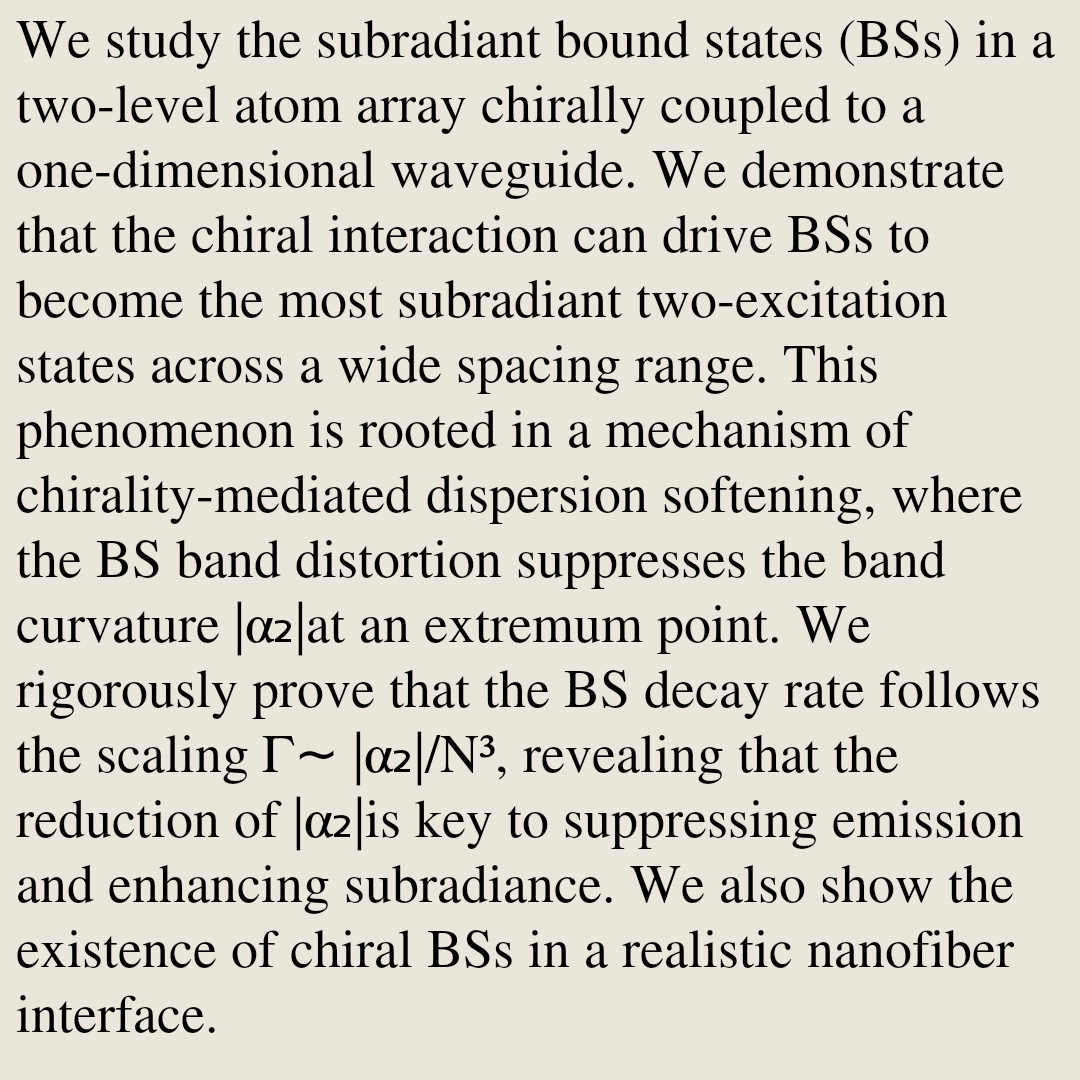 QuantumPapers's tweet photo. Most Subradiant Bound Photon Pairs from Chirality-Mediated Dispersion Softening

Kailin Tan, Xuanbing Jiang, Dong Wang, Saijun Wu
https://t.co/LkARreJKGX [𝚚𝚞𝚊𝚗𝚝-𝚙𝚑 𝚙𝚑𝚢𝚜𝚒𝚌𝚜.𝚊𝚝𝚘𝚖-𝚙𝚑] https://t.co/PCL39hVixz