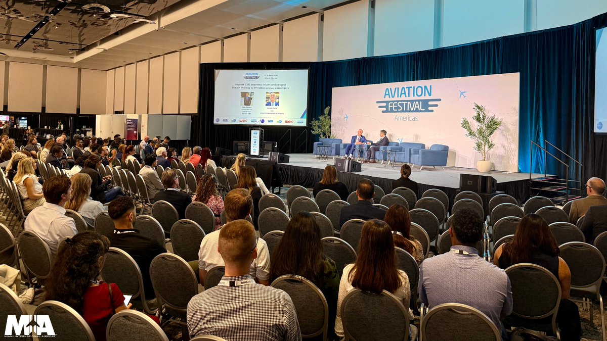 iflymia's tweet photo. That's a wrap on an incredible day at the @AFA_conf! ✨ Aviation Director Ralph Cutié along with Deputy Directors Ana Finol and Basil Binns proudly represented MIA on stage, leading vital industry conversations through interviews and panel discussions. ✈️ #AviationFestAmericas https://t.co/t72iUuY3P8