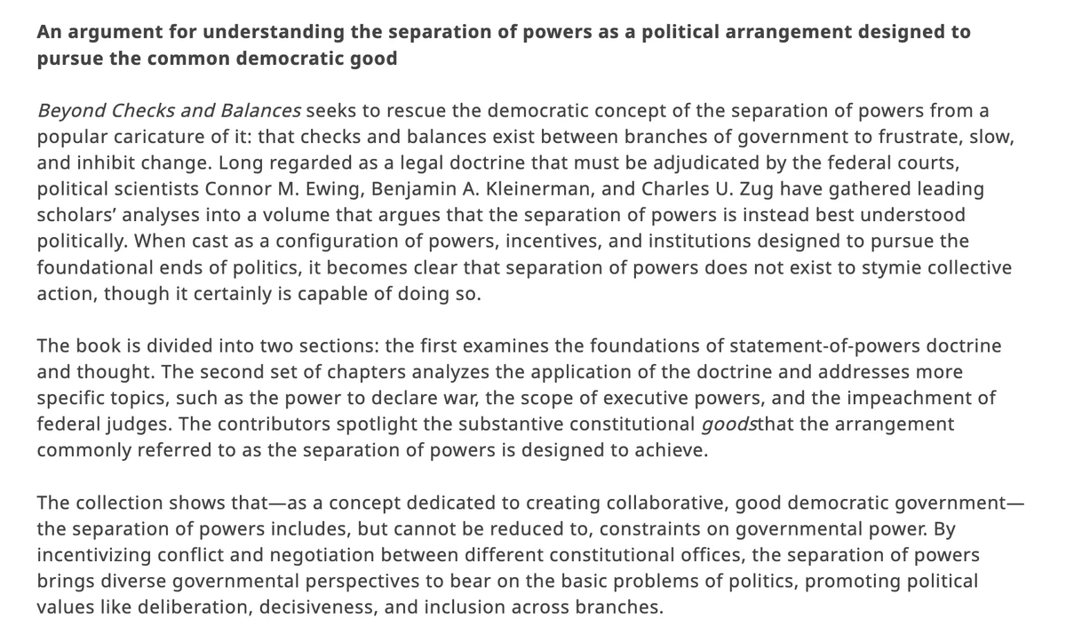 ConnorMEwing's tweet photo. 🥳 Very happy to see Beyond Checks and Balances available on the @PennPress website! Even better: they're currently running a 40% sale with code PENN-SUMMER26. 

https://t.co/OsML3fLeBB https://t.co/XDApyWz5qv