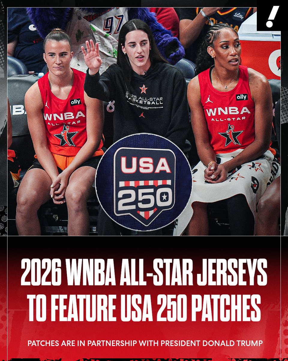 YahooSports's tweet photo. The WNBA plans to have players wear USA 250 patches during this year’s All-Star Game, per @novy_williams.

The patches were unveiled earlier this year by Fanatics in partnership with President Donald Trump. https://t.co/2cbzYLDZvR