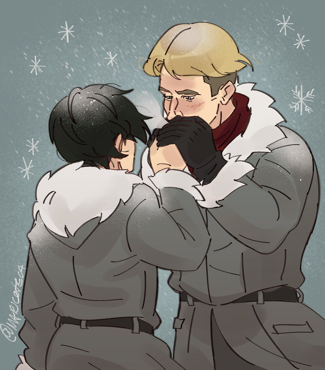 maric0teca's tweet photo. baby its cold outside (? #eruri https://t.co/GdGh3e5oNl
