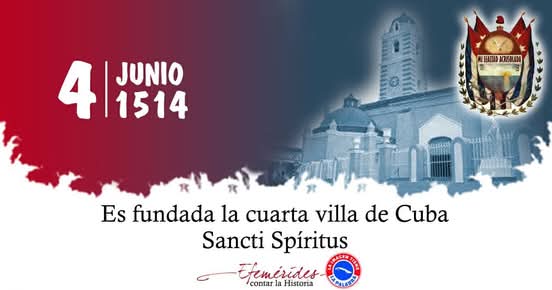 JaimePrimaria's tweet photo. El 4 de junio de 1514 Diego Velázquez de Cuéllar fundó, hace 512 años, la Villa de #SanctiSpíritus, denominada también Villa del Espíritu Santo, convertida así en el cuarto asentamiento español en #Cuba #CubaViveEnSuHistoria
#CubaMined #VillaClaraConTodos https://t.co/bsIGs3z6Lx