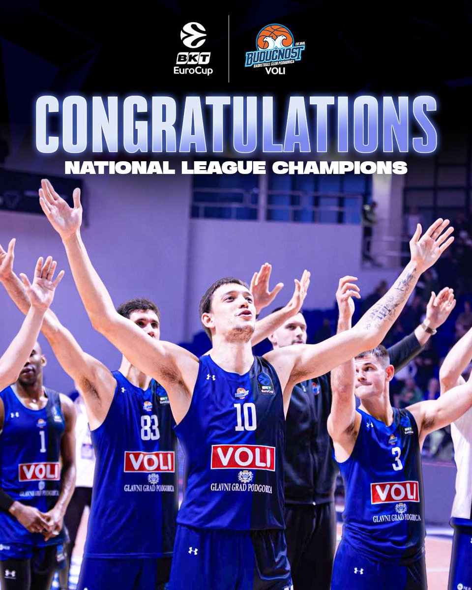 EuroCup's tweet photo. National league champions! 🇲🇪🏆

Congratulations @KKBuducnostVOLI 👏 https://t.co/K6rBo5kVyu