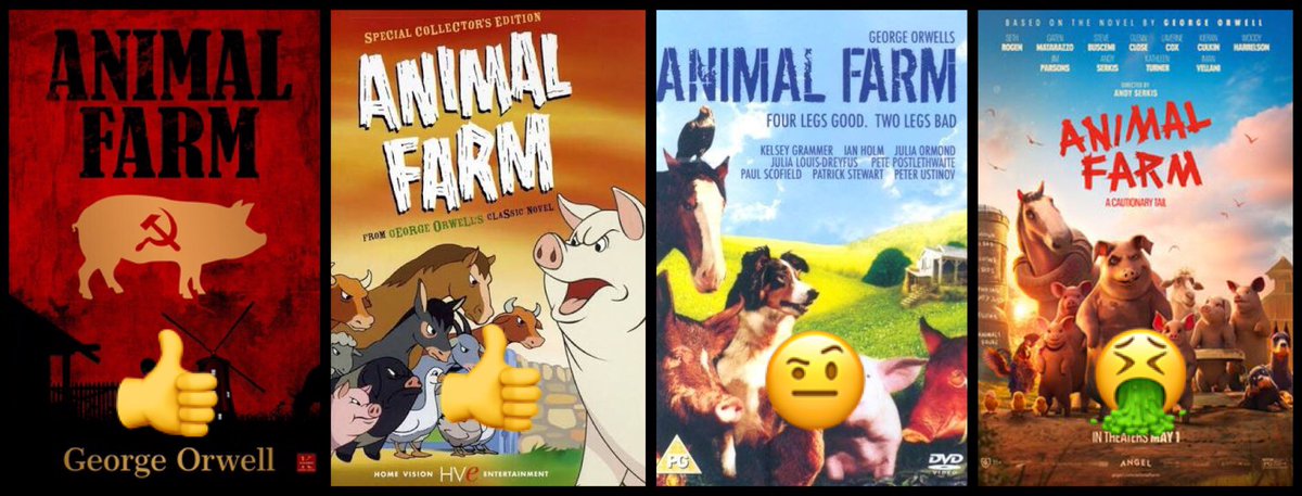 MichaelWatts11's tweet photo. Can we talk about this @shoe0nhead ? 🤔 I think there is a lot that can be inferred from how this classic political fable has been portrayed over the years, and what that says about us (socially, politically, and artistically)! 🤔 And I’m very worried about that last entry! 😰 https://t.co/6ip4Pgdqz2