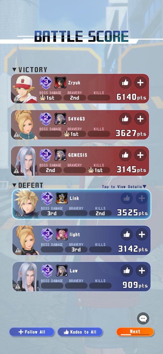 Linked2Games's tweet photo. Tried one more match. I’m done lol Rikku literally stood still and boosted speed; didn’t generate brave. Sephiroth is downright a joke, did nothing. https://t.co/Buxx0CxDcy