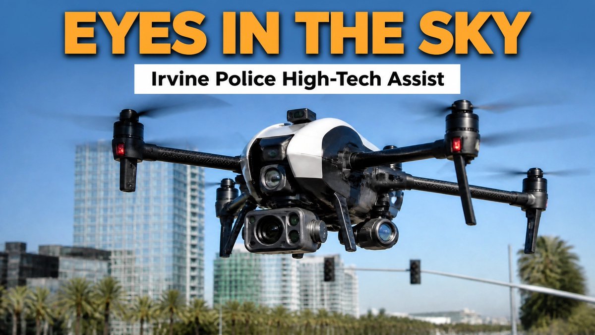 AllThingsOC_'s tweet photo. Big shoutout to #IrvinePolice for the high-tech assist! 🚁👏 

Caught that road rage suspect with a drone near Jamboree: talk about eyes in the sky. Keeping OC streets safe and futuristic at the same time. Love to see it. 👮‍♂️✨ #Irvine #PublicSafety #TechInOC #OCNews https://t.co/J3MWcN9ilo