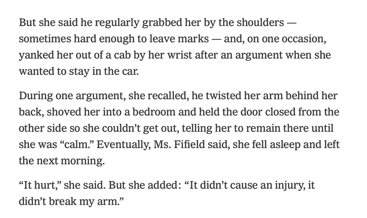 ambermarieduke's tweet photo. The NYT did a huge disservice to Lyndsey in how they packaged the story about Graham Platner. 

What she describes is physical abuse, and they buried it 22 grafs deep under a headline describing "unsettling behavior." 

Platner allies already dismissing this as a nothing burger https://t.co/3QcFWKtva6