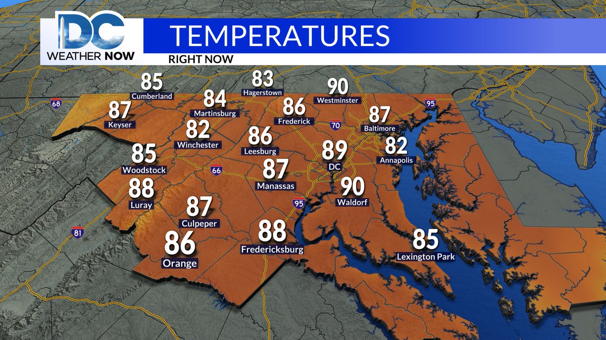 WeatherJackie's tweet photo. 4:30pm Thursday: It's toasty out there on this Thursday afternoon, but at least dewpoints are still remaining comfortable.

It's going to be hotter the next few days along with slightly higher dewpoints, too, so get ready for that muggy to humid feel for Friday &amp; this weekend. https://t.co/99ZeyIo9qU
