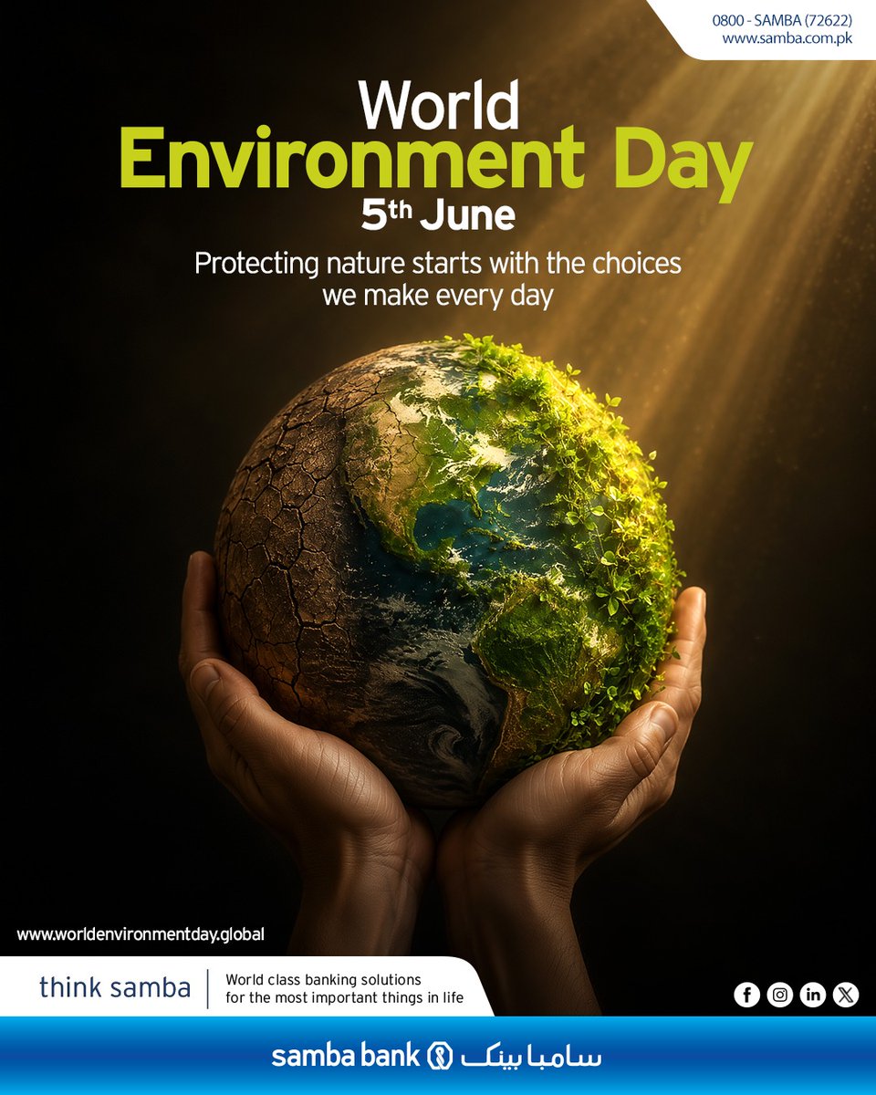 SambaPakistan's tweet photo. This World Environment Day, let's take a moment to appreciate the world around us and make a quiet promise to take better care of it. https://t.co/CnYGxNVntR