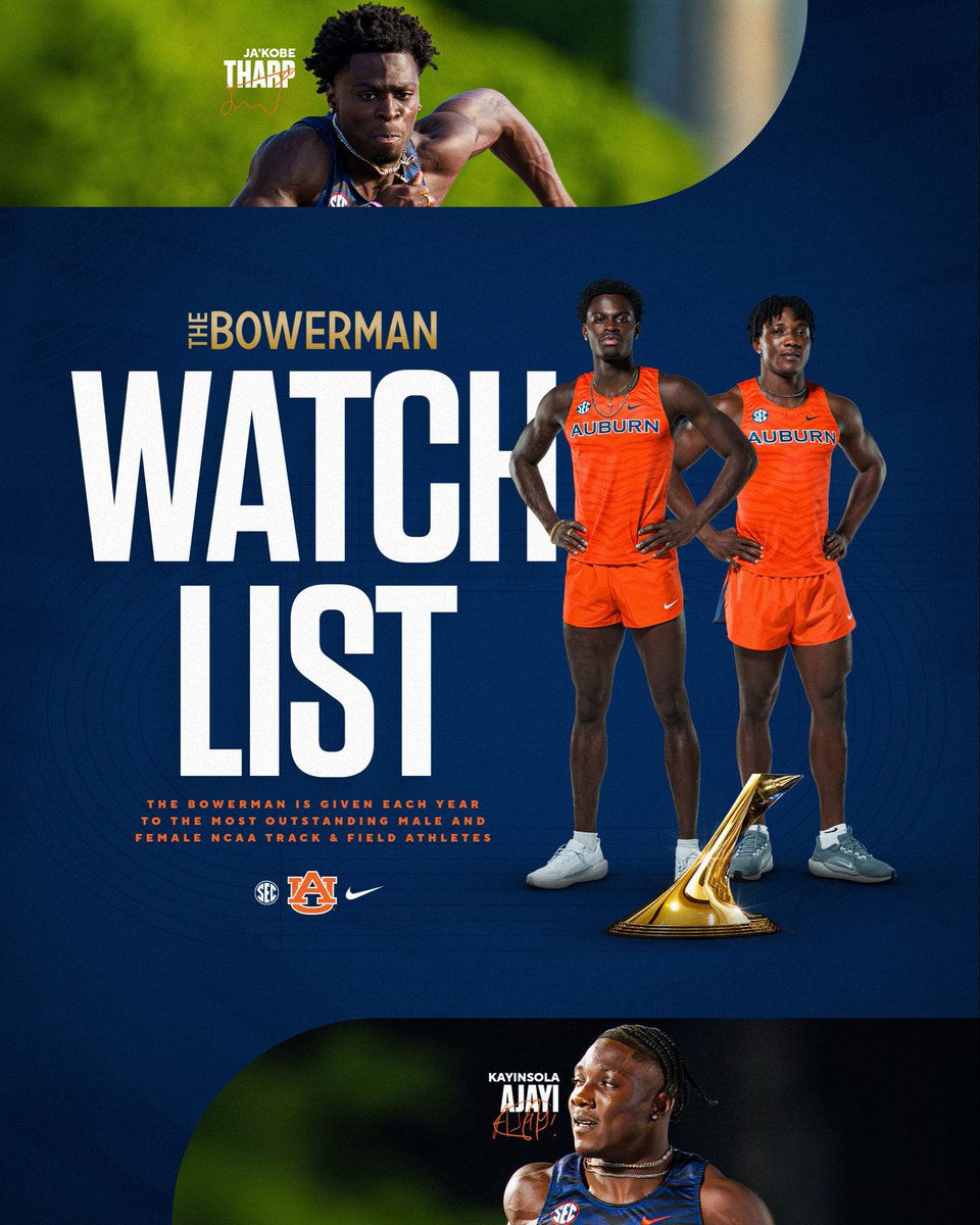 AuburnTFXC's tweet photo. Only men’s program with ✌️on @thebowerman watch list‼️ 

#WarEagle https://t.co/YQnz0dngr2