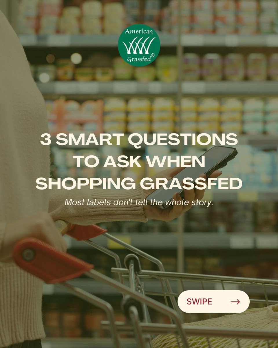 AmerGrassfed's tweet photo. Shopping for grassfed should feel clearer, not harder. 🛒
Start with three simple questions: Is it AGA Grassfed? Is it Product of USA? Do the words on the package match the species you’re buying? ✅
#AmericanGrassfed #AGAGrassfed #KnowYourFood #FoodTransparency #ProductOfUSA https://t.co/xHKuDeXm9c