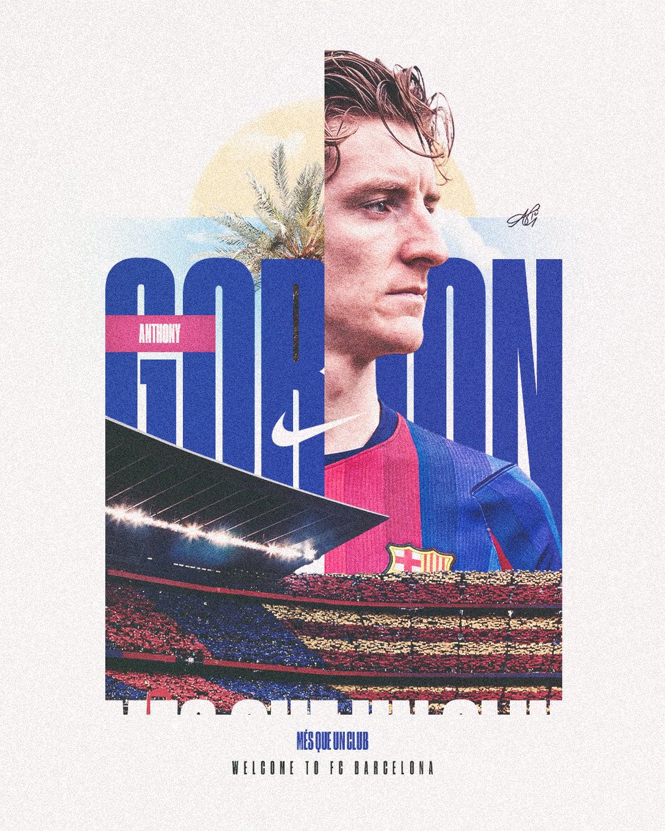 designlikelou's tweet photo. Anthony Gordon // Barcelona 🎨 ✍️ 
A fresh start in Catalunya awaits 🔜 
#smports https://t.co/GhuL0lglzx