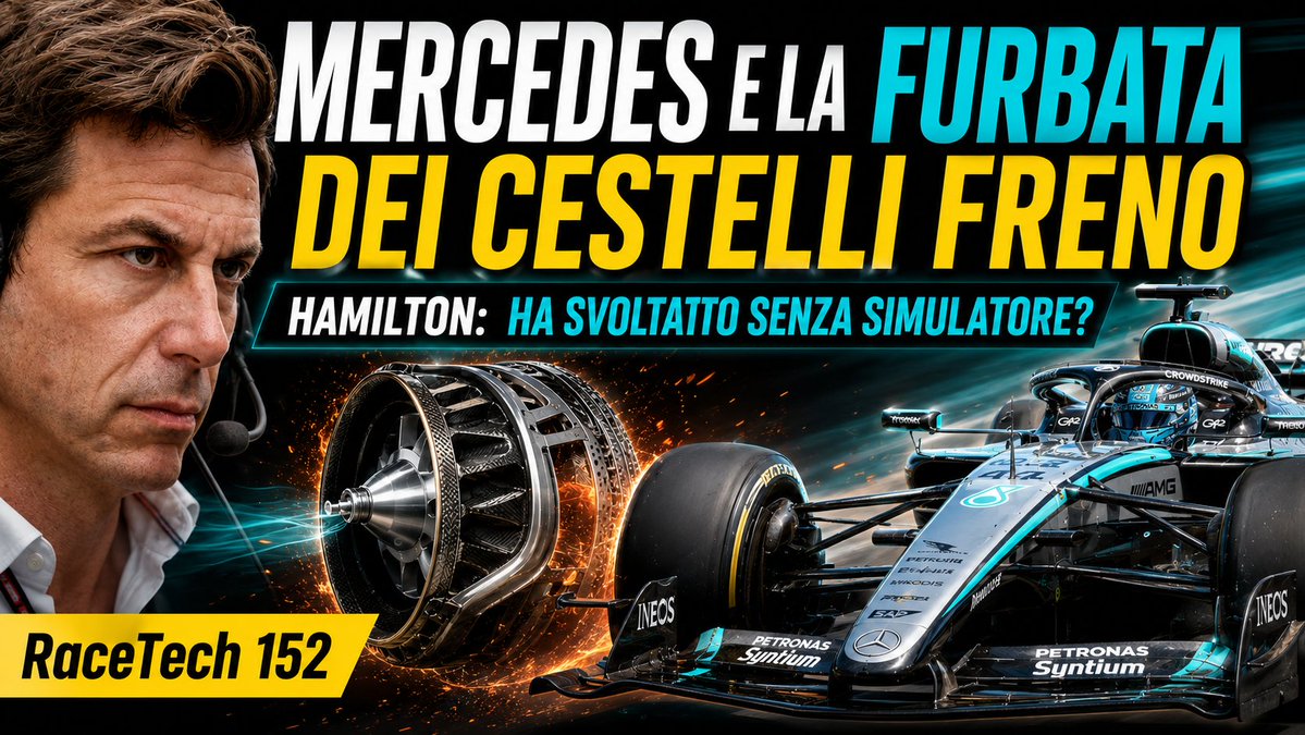 Graftechweb's tweet photo. Mercedes ha trovato il nuovo trucco della F1? 👀

Nel nuovo Race Tech analizziamo:
🔥 cestelli freno Mercedes
🔥 gestione gomme
🔥 Hamilton senza simulatore
🔥 Ferrari e Leclerc

https://t.co/OkHk3USQfq
#F1 #Formula1 #Mercedes #Hamilton #Ferrari https://t.co/pPPkx4bN9e