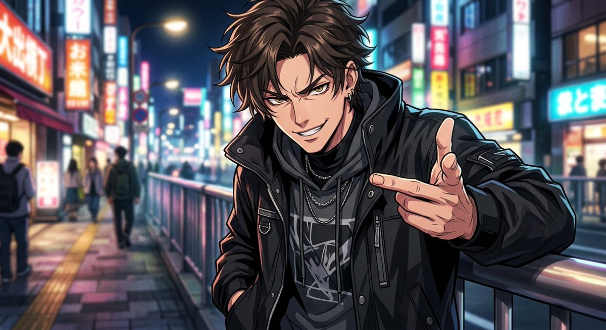 Neon Anime Streetwear Portrait