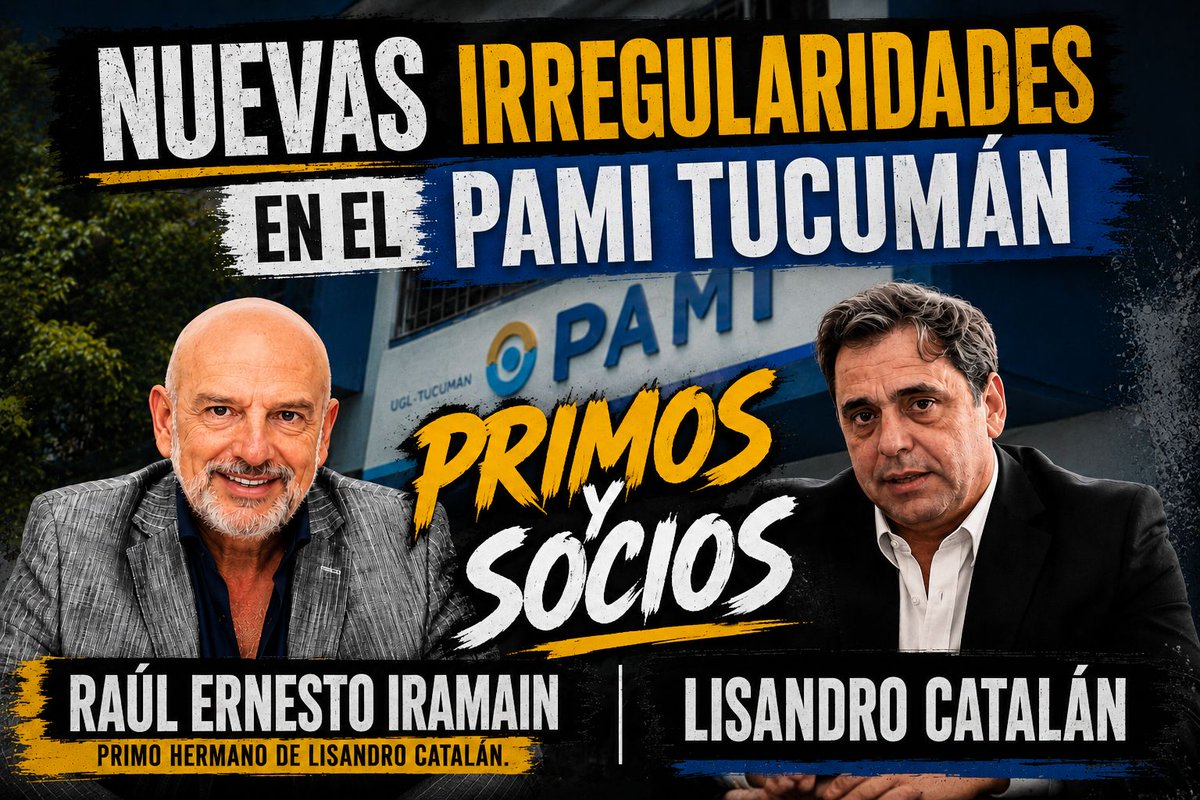 Tucumanalerta's tweet photo. 🚨 ESCÁNDALO EN EL PAMI TUCUMÁN: DENUNCIAN FACTURACIÓN TRUCHA, TURNOS FANTASMA Y POSIBLES HECHOS DE CORRUPCIÓN

Denuncian a Raúl Ernesto Iramain, Director de Pami, y primo de Lisandro Catalán, por hechos de corrupción tras auditorías que detectaron irregularidades graves https://t.co/ZKJqntUqi2