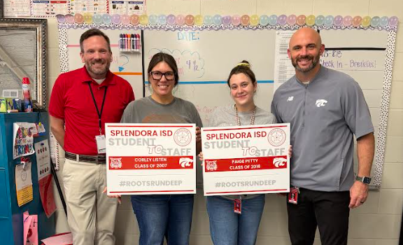 SplendoraISD's tweet photo. We recently delivered our first Student-to-Staff posters celebrating SHS graduates who now serve across Splendora ISD.  We're proud to recognize this full-circle journey of alums giving back to the district that shaped them. #CultivatingExceptionalPeople #WildcatRootsRunDeep https://t.co/6VzSOnRzrn