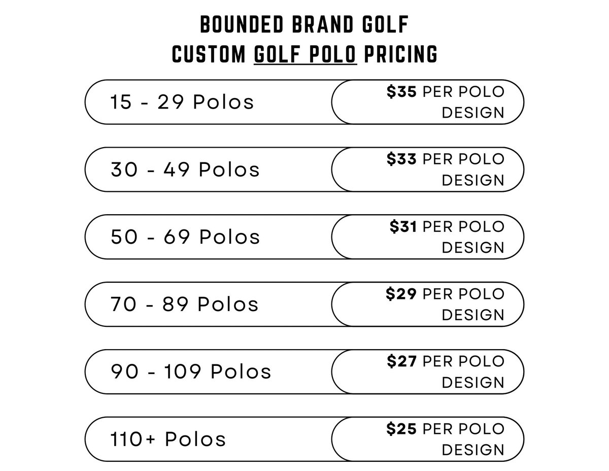 boundedbrand's tweet photo. Custom golf polos or dri-fit t-shirts for your school golf team, golf pro shop, golf outing, guys or girls golf trip or company?? You name it! https://t.co/yYiGZcBtr1