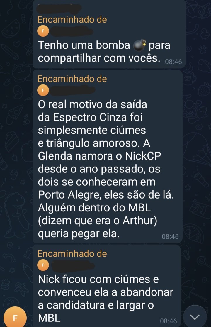Gigapardos's tweet photo. 🚨💣 Fontes anônimas afirmam que o motivo de Glenda Varotto ter saído do MBL foi por que ela estaria namorando NickCK, neonazista cpzeiro ligado a cúpula do MBL, e o mesmo exigiu que ela saísse por ciúmes https://t.co/0PHXwzN05C