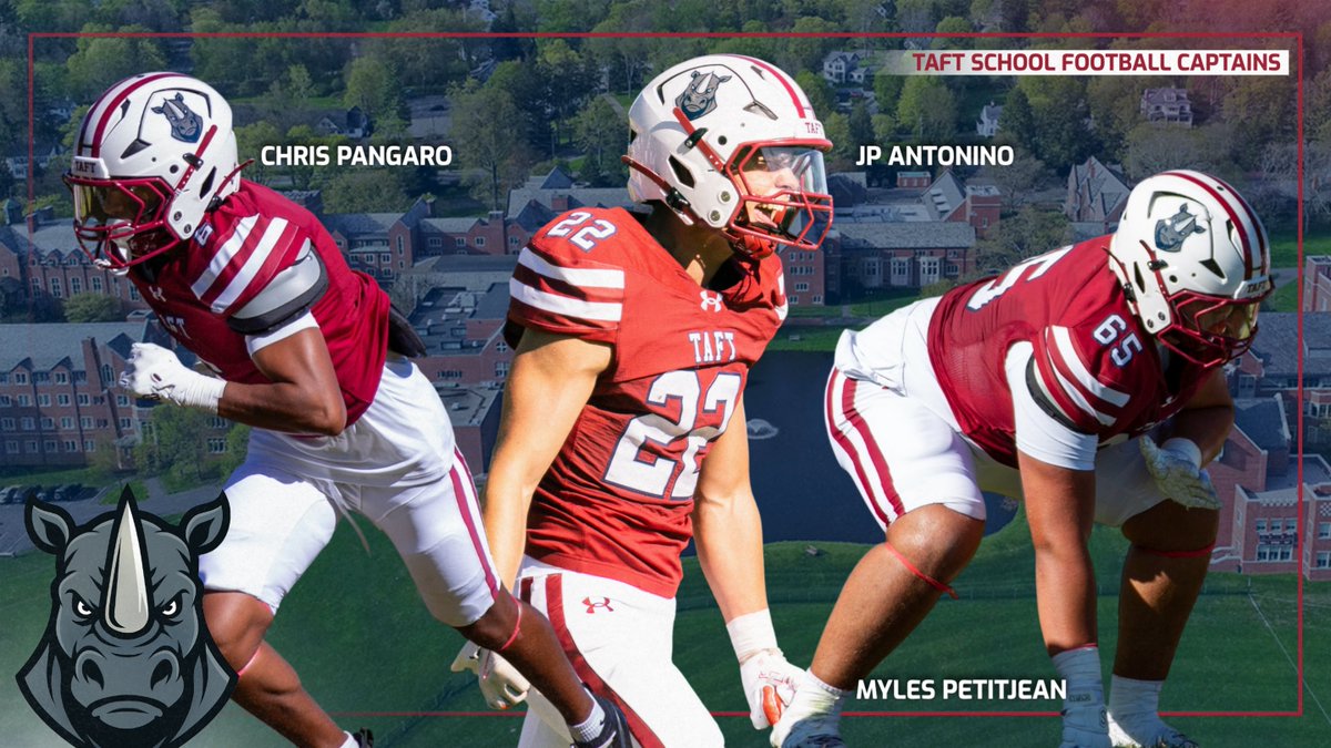 TaftFootballCT's tweet photo. The 135th Taft Football team will be led into the summer by @Chrispangaro @jp_antonino @MylesPet59  🦏🆙 #gorhinos #gobigred #wearetaft #brickxbrick🧱 https://t.co/TBYdC5Qt94