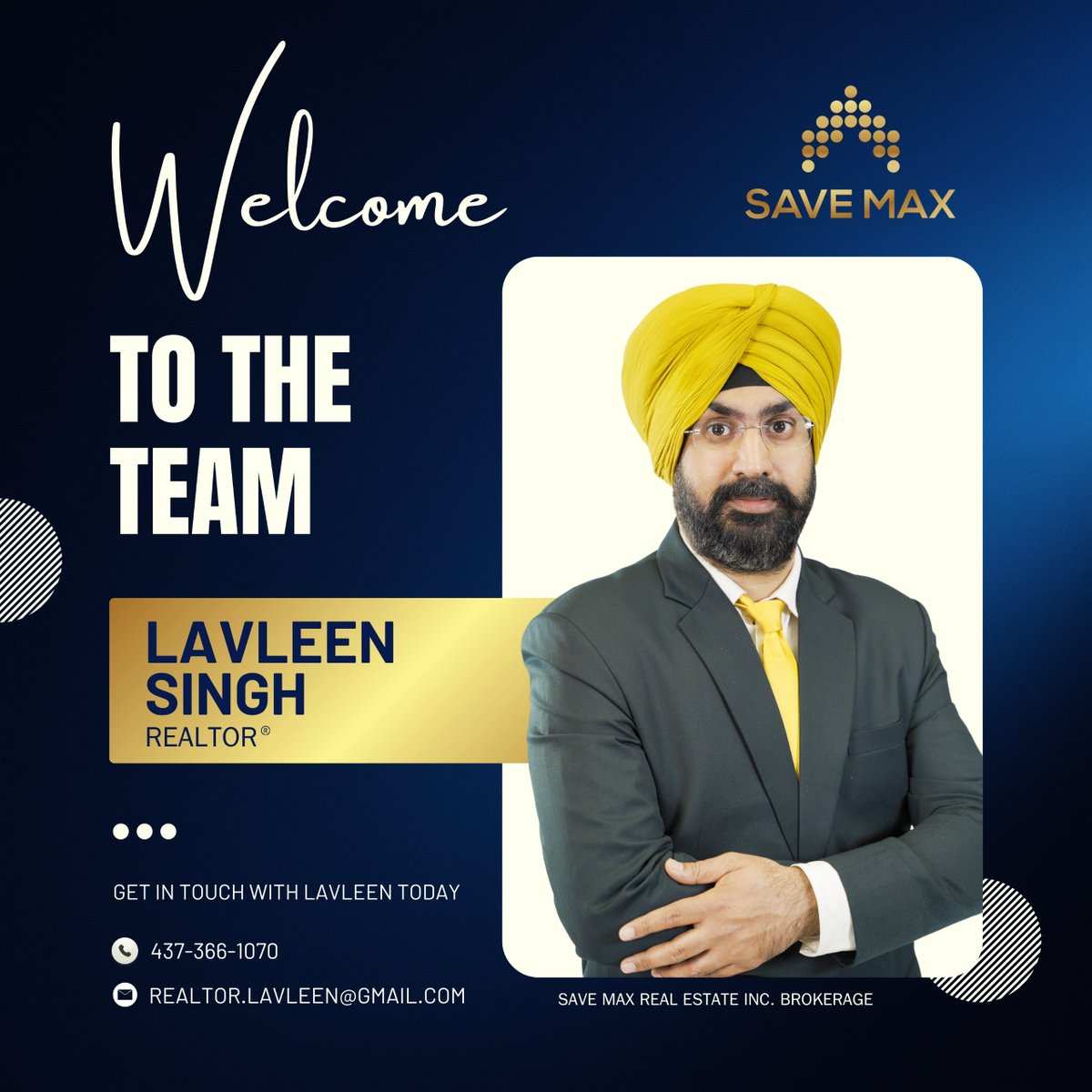 SaveMaxRealty's tweet photo. We are happy to welcome Lavleen Singh to the Save Max family.

Driven, client-focused, &amp; committed to excellence, Lavleen's  approach to real estate reflects the values we believe in at Save Max. Building trust, delivering results, and creating a better experience for clients. https://t.co/kEZyDz2MZi