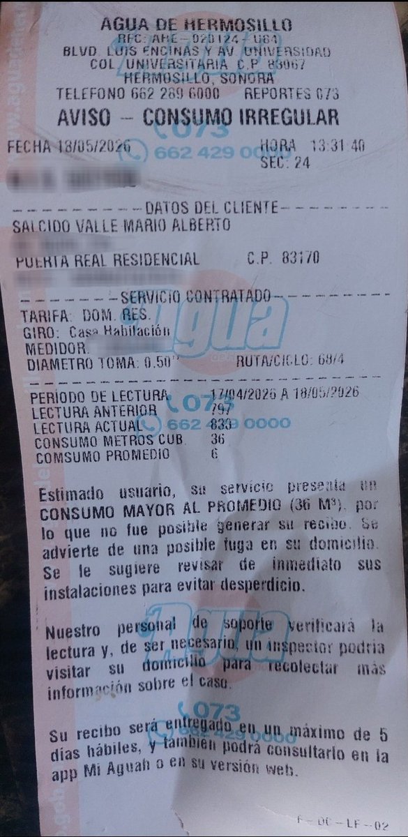 CatNoir13's tweet photo. Gracias por avisarme que tenía una fuga @aguahermosillo, no me había dado cuenta. ¿Será posible que ajusten lo que debo de pagar con base a mi historial de consumo? Digo, el consumo irregular no fue deliberando ni malintencionado. https://t.co/3eru1w9E97