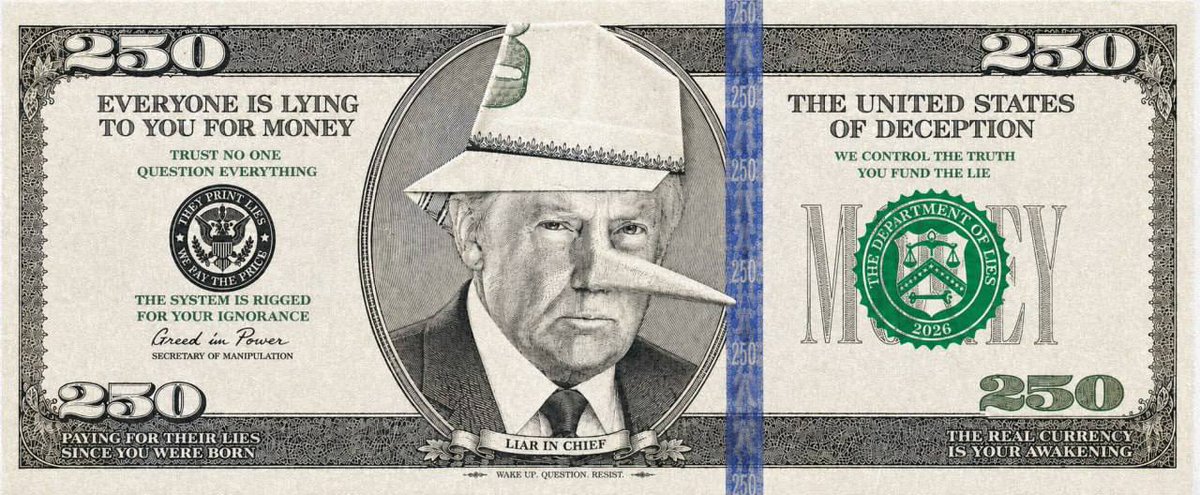 0xjinz's tweet photo. Everyone is lying to you for $MONEY  

The system prints it.
The media spins it.
The elites weaponize it.
Trust no one.

Question everything.

Your ignorance = their income.

WAKE UP. https://t.co/iiQVseJiFB