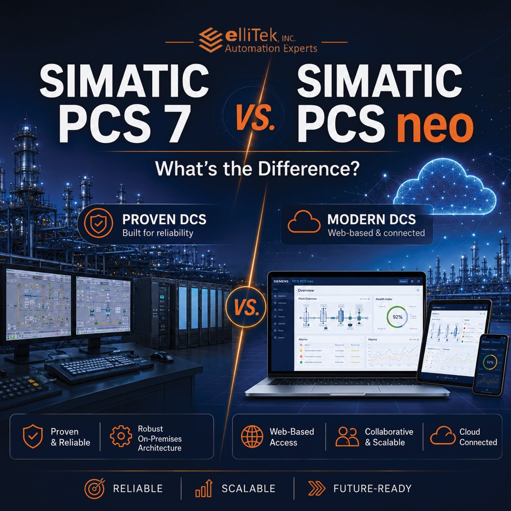 elliTek_Inc's tweet photo. 🔍SIMATIC PCS 7 vs. PCS neo — what’s the difference?
Our newest blog breaks it down in a practical, easy-to-understand way. ⚙️🌐
📖 Read it here:
 https://t.co/lOYOB48Ye3
💬 Planning a modernization project or evaluating DCS options? Reach out to @elliTek_Inc for expert guidance. https://t.co/I4CgaRAe2t