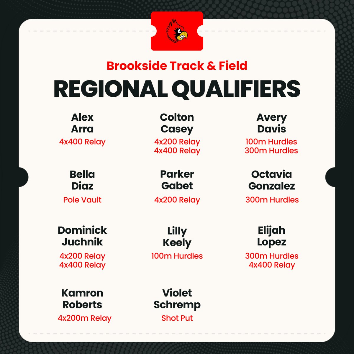 Brookside_AD's tweet photo. Good luck to all of our Track &amp; Field student-athletes competing at Regionals today in Austintown! https://t.co/sFbQdPnT5c