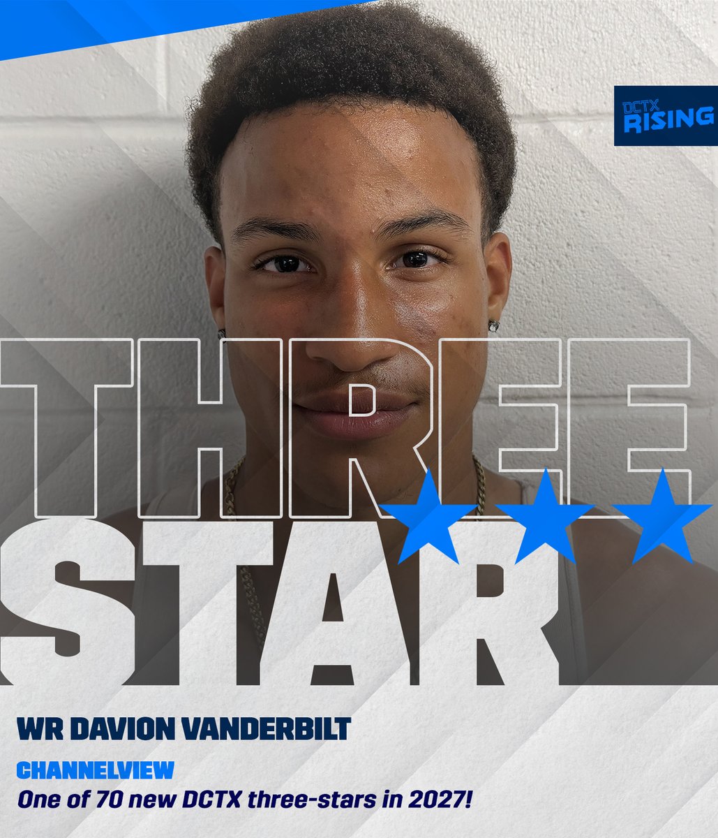 GPowersScout's tweet photo. NEW DCTX ⭐️⭐️⭐️ Channelview WR Davion Vanderbilt (@Vanderbilt12_D) is committed to Maryland. First-Team All-District. 

70 NEW DCTX Three-Stars ⤵️
https://t.co/s9413vBe3U https://t.co/W93As751t2