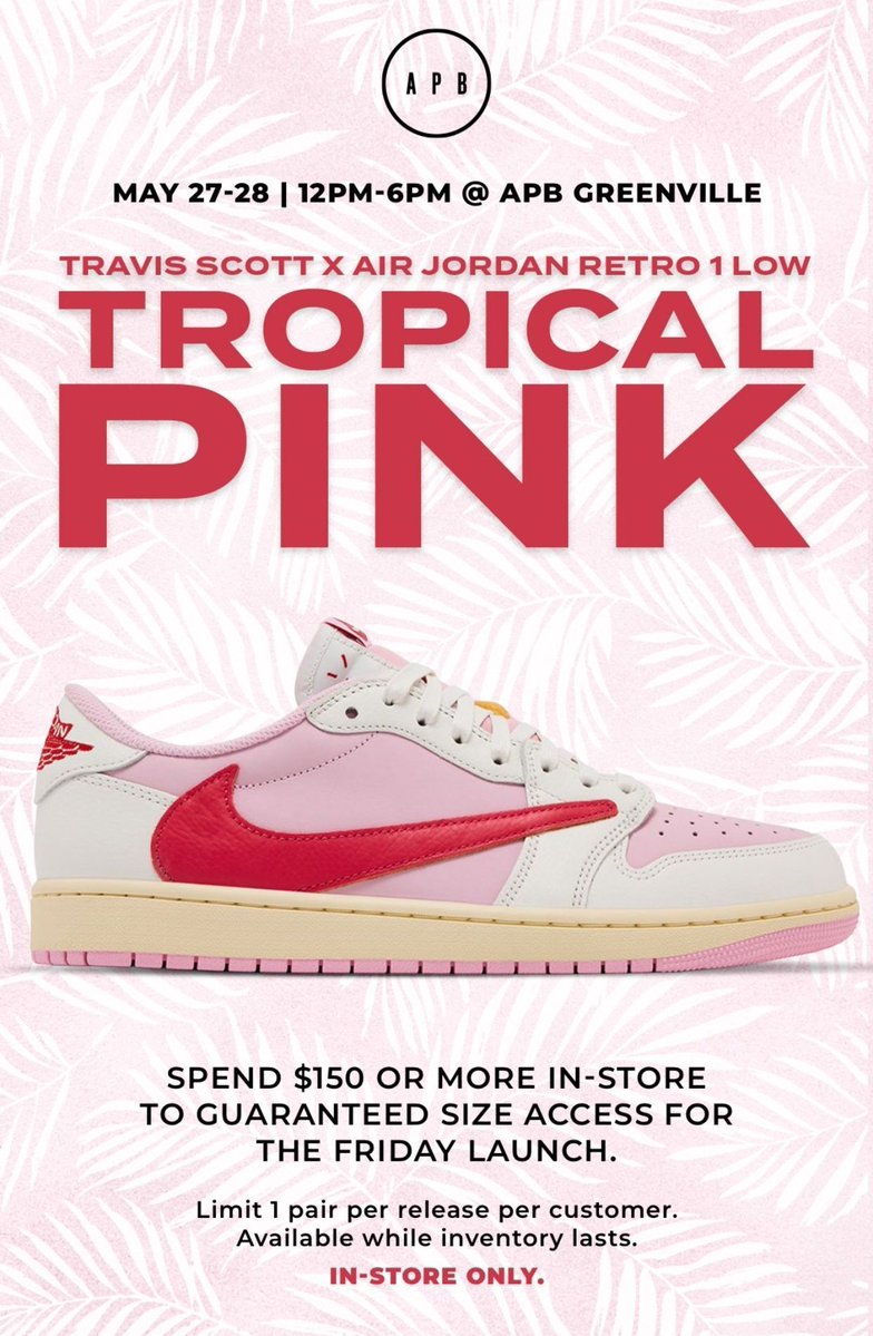 JustFreshKicks's tweet photo. GUARANTEED WIN: James Whitners' APB Store is giving customers the Travis Scott x Air Jordan 1 Lows if they spend $150 or more in-store 🤔🌵

Should more retailers do this? https://t.co/JD7np2LqcR