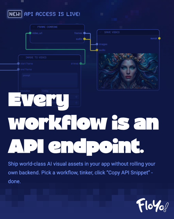 FloyoAI's tweet photo. Convert your ComfyUI workflows to apps - in three steps only. https://t.co/UMNjAk5zei