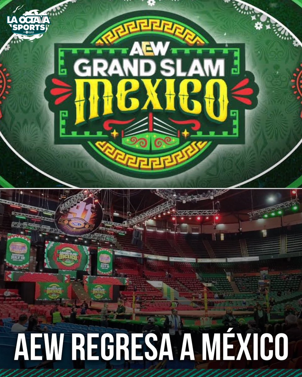 laoctavasports's tweet photo. HABRÁ GRAND SLAM EN MÉXICO 🇲🇽

En la última transmisión de AEW, el narrador en español Carlos Cabrera dijo que la empresa tendrá un evento en agosto en la Arena México 👀 https://t.co/X3b77FaIkn
