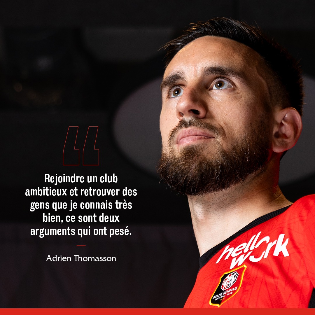 staderennais's tweet photo. 𝗔𝗱𝗿𝗶𝗲𝗻 𝗧𝗵𝗼𝗺𝗮𝘀𝘀𝗼𝗻, 𝗽𝗿𝗲𝗺𝗶𝗲𝗿 𝗿𝗲𝗻𝗳𝗼𝗿𝘁 𝗥𝗼𝘂𝗴𝗲 𝗲𝘁 𝗡𝗼𝗶𝗿 🔛

Le milieu de terrain aux plus de 400 matchs professionnels s’est engagé avec le SRFC jusqu’en 2029.

Une arrivée validée par @hellowork