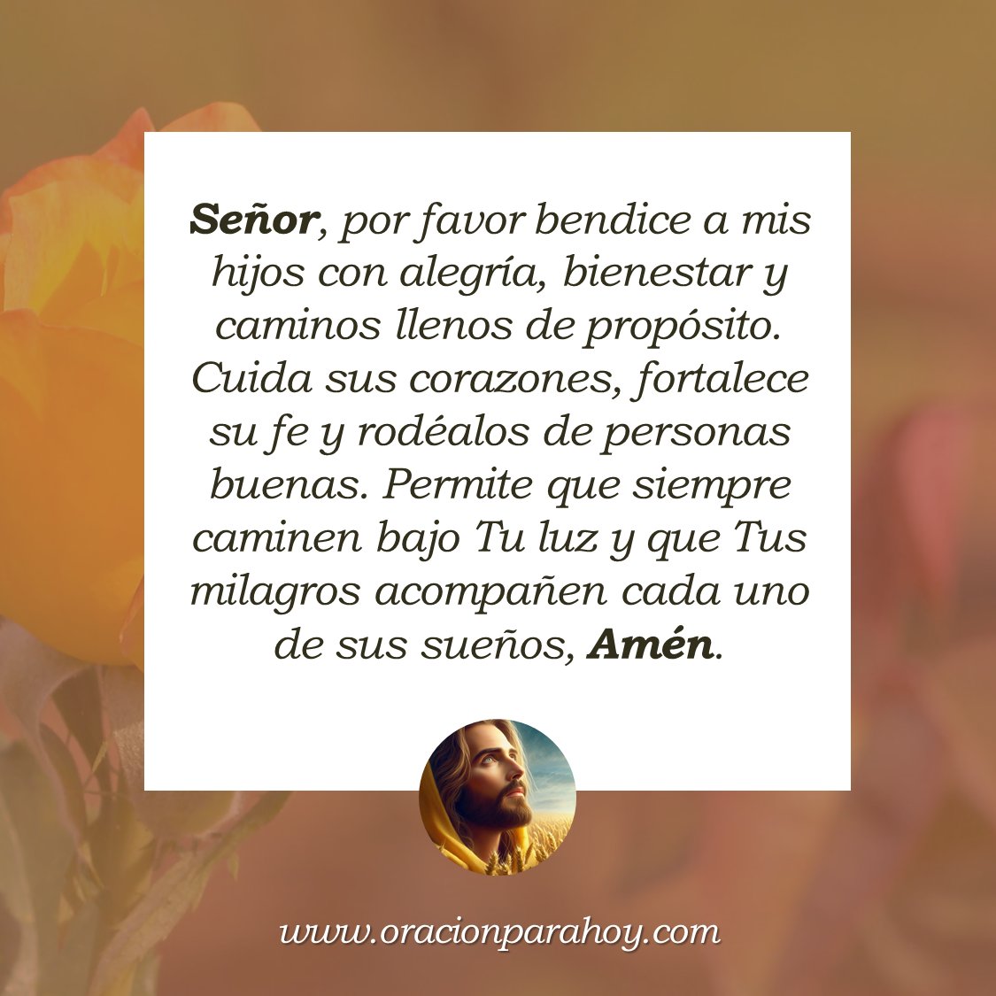 OracionParaHoy's tweet photo. ORACIÓN DE BENDICIÓN PARA LA VIDA DE TUS HIJOS: Señor, pido tu bendición sobre la vida de mis hijos. Por favor protégelos, abre puertas hermosas para su futuro y que Tu presencia les acompañe y les guíe hoy, mañana y siempre.

Mira este vídeo en: https://t.co/ly4bOtWqeE ✨ https://t.co/KNlMsZEge7