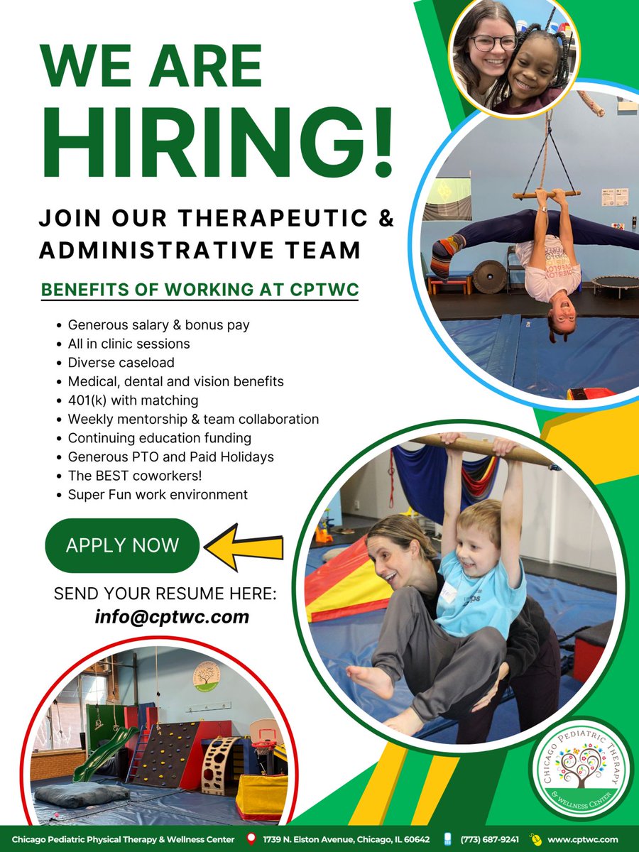 CPTWC's tweet photo. Now Hiring: All Positions!

We are looking for people who are interested in joining our growing team. 

We offer:
- Multidisciplinary Setting
- Generous Continued Education
- Constant Mentorship
- Collaboration

Send your résumé to info@cptwc.com

#Hiring #Pediatrics #Chicago https://t.co/8VC2kMNTie