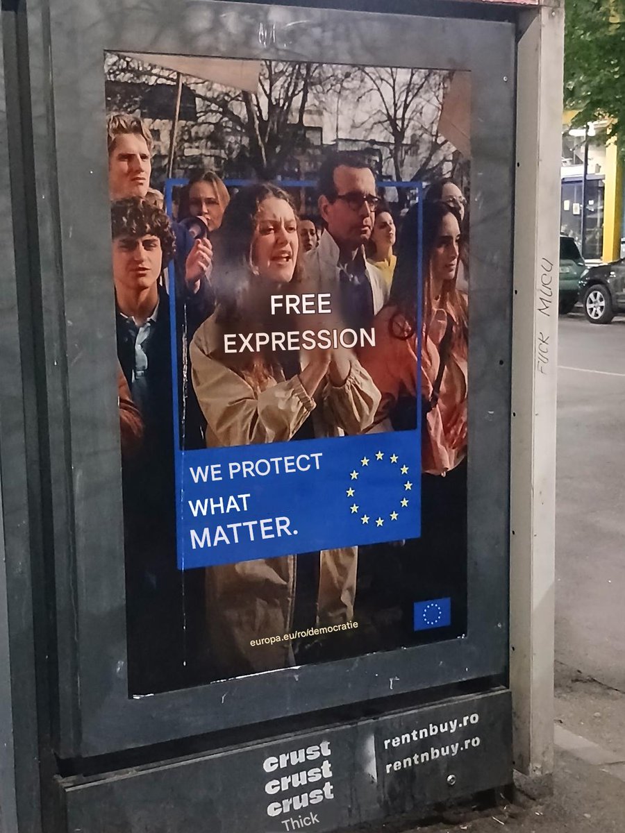 ccLeanRime's tweet photo. @europa @totalnogdth2 The EU had these ads in Bucharest and all over Europe. The EU is USSR 2.0 https://t.co/l87Kv55w2N