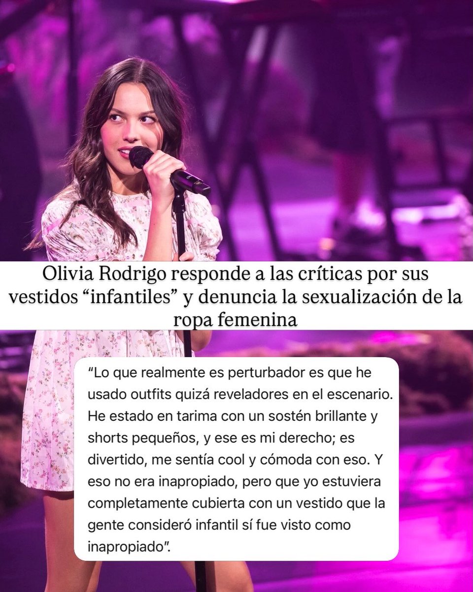 ReporteroRosa's tweet photo. Ayer [27.5], Olivia Rodrigo reabrió el debate sobre cómo se juzga la ropa de las mujeres en la industria‼️
En ‘Popcast’ habló de la doble moral detrás de la sexualización de sus outfits y defendió su libertad artística y comodidad en el escenario👀
¿Qué opinan?👂🏻 https://t.co/kmhj9sj5e3