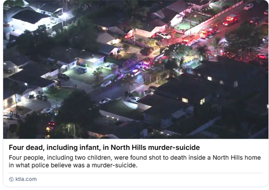 massshootingtrk's tweet photo. America's gun psychopathy continues: *200* mass shootings so far in 2026. 💔😡💔 #GunsDontMakeUsSafer 

The latest: A woman fatally shot her 2 young children and their father at home, then herself (Los Angeles, Calif.):
https://t.co/1EjugUhHtR https://t.co/7pwtJgT7Z4