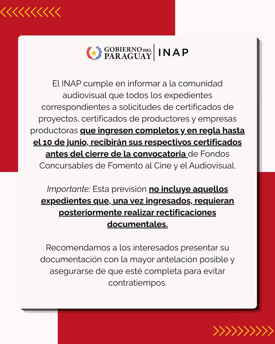 Instituto Nacional del Audiovisual Paraguayo tweet media